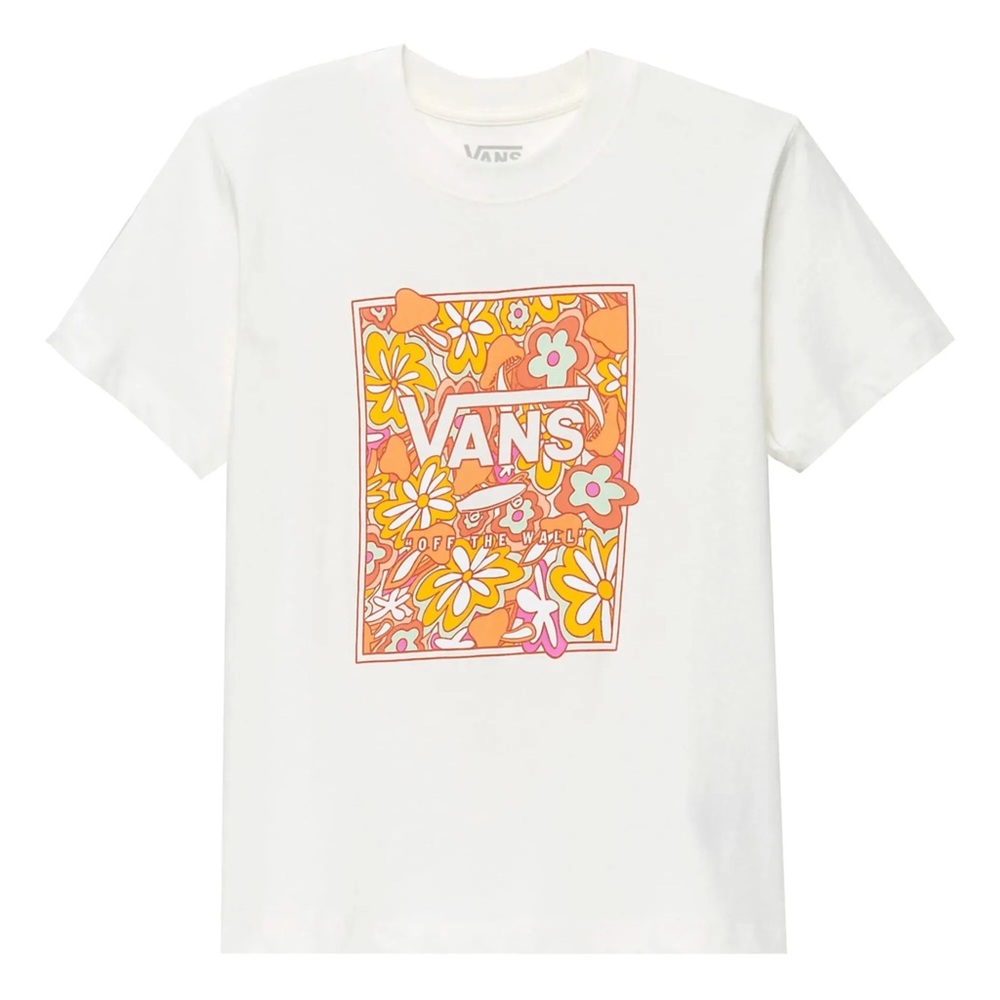 Vans Mushroom Logo Graphic Tee - Cream with Orange & Pink Medium Psychedelic